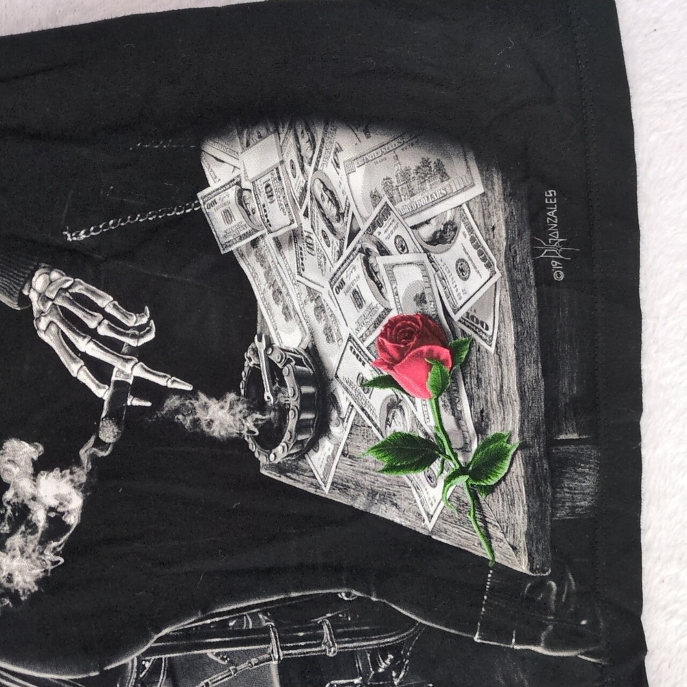 Ride‎ Or Die Chick Women's Partner In Crime Skeleton Mob Biker Shirt Size L - Picture 3 of 6